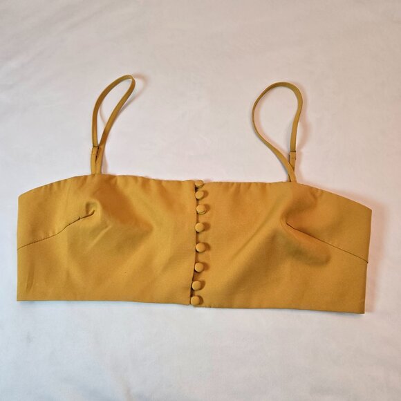 LUXXEL Women's Button Up Bralette Top  Sz: M Mustard - Picture 1 of 6